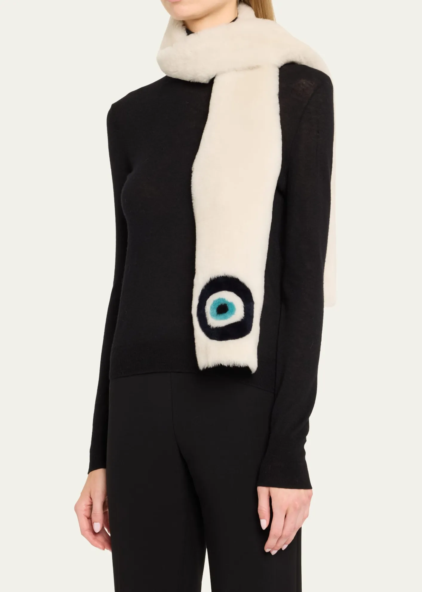 PologeorgisEvil Eye Merino Shearling Scarf