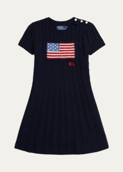 Polo Ralph LaurenGirl's American Flag Cashmere Cable Knit Dress, Size 2-6X