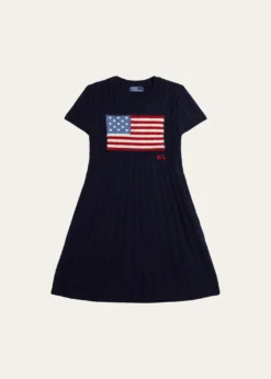 Polo Ralph LaurenGirl's American Flag Cashmere Cable Knit Dress, Size S-XL