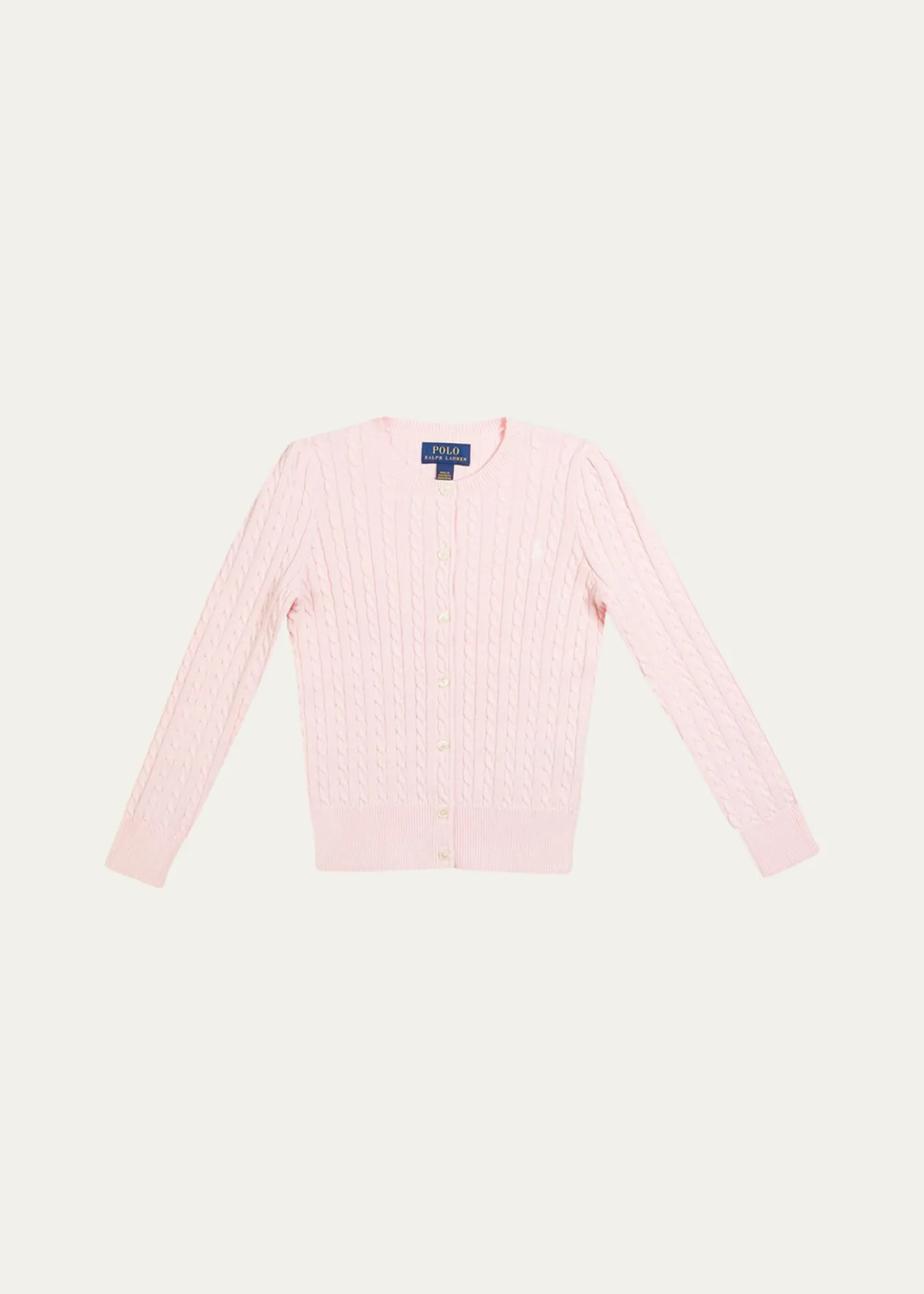 Polo Ralph LaurenGirl's Cable-Knit Cotton Ribbed Cardigan, Size 2-6X