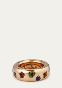 PomellatoIconica 18k Rose Gold Slim Multi Gemstone Ring