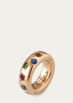 PomellatoIconica 18k Rose Gold Slim Multi Gemstone Ring