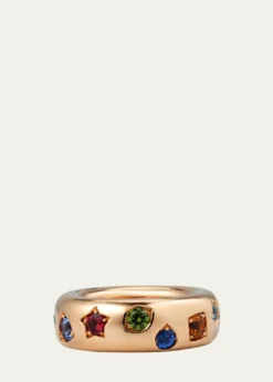 PomellatoIconica 18k Rose Gold Slim Multi Gemstone Ring