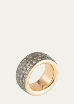 PomellatoIconica Rose Gold Maxi Ring with Brown Diamonds