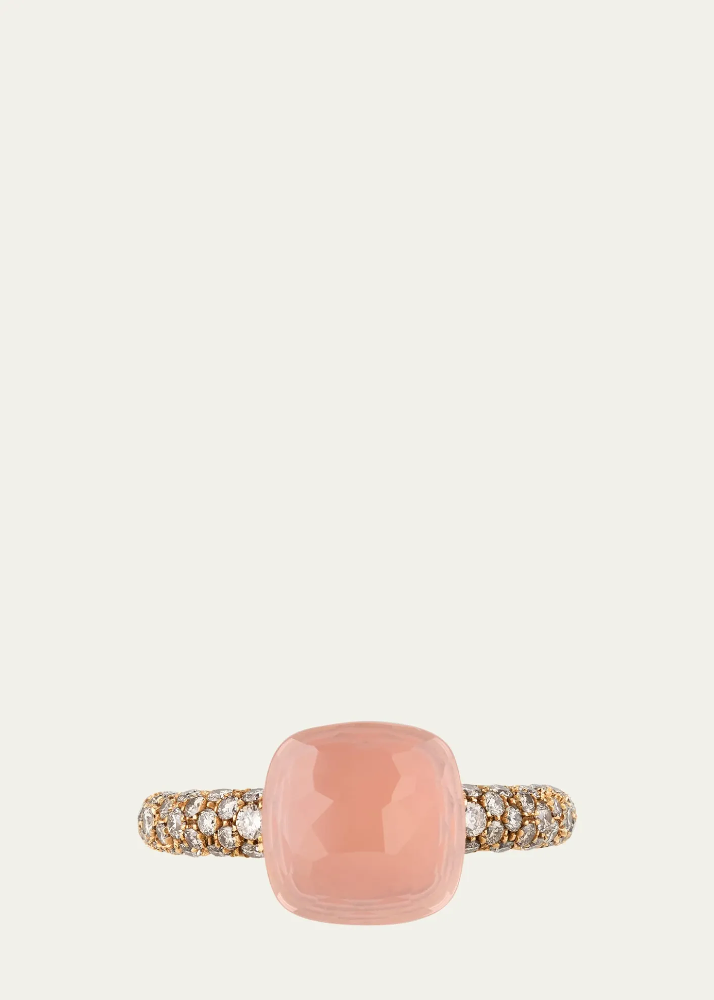 Pomellato18K Gold Nudo Classic Rose Quartz Diamond Ring