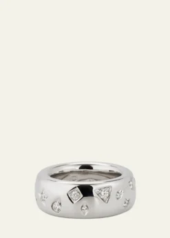 Pomellato18K White Gold Iconica Ring with Fancy Set Diamonds