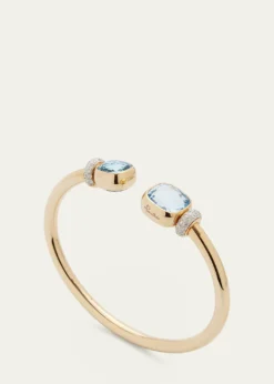 PomellatoNudo Classic and Petit Rose Gold Bangle with Sky Blue Topaz, Size M