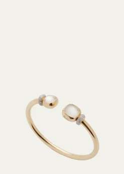PomellatoNudo Classic and Petit Rose Gold Bangle with White Topaz and Mother-of-Pearl, Size M