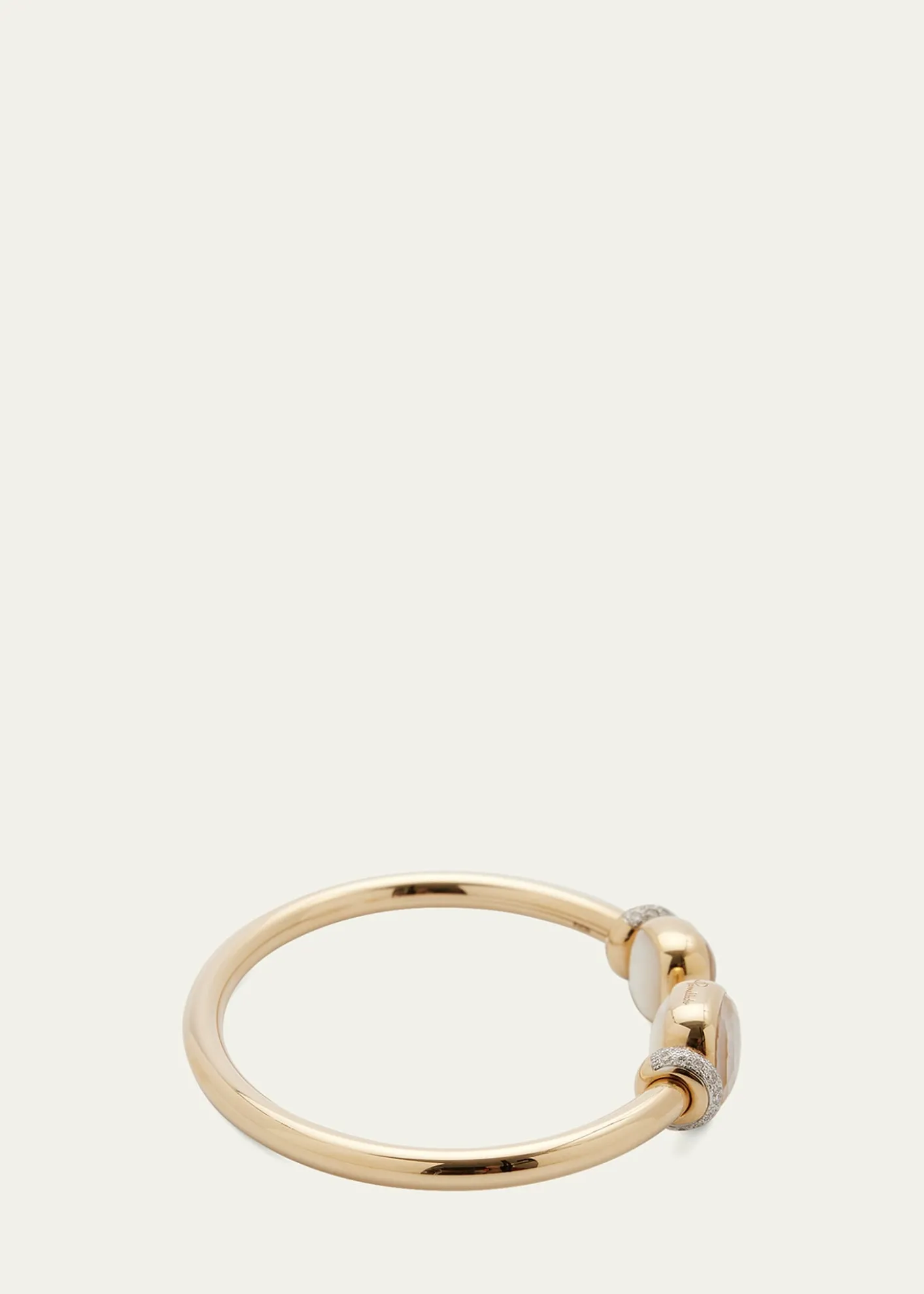 PomellatoNudo Classic and Petit Rose Gold Bangle with White Topaz and Mother-of-Pearl, Size M