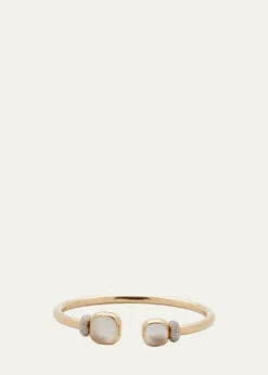 PomellatoNudo Classic and Petit Rose Gold Bangle with White Topaz and Mother-of-Pearl, Size M