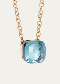 PomellatoNudo 18K Rose Gold Blue Topaz Pendant Necklace