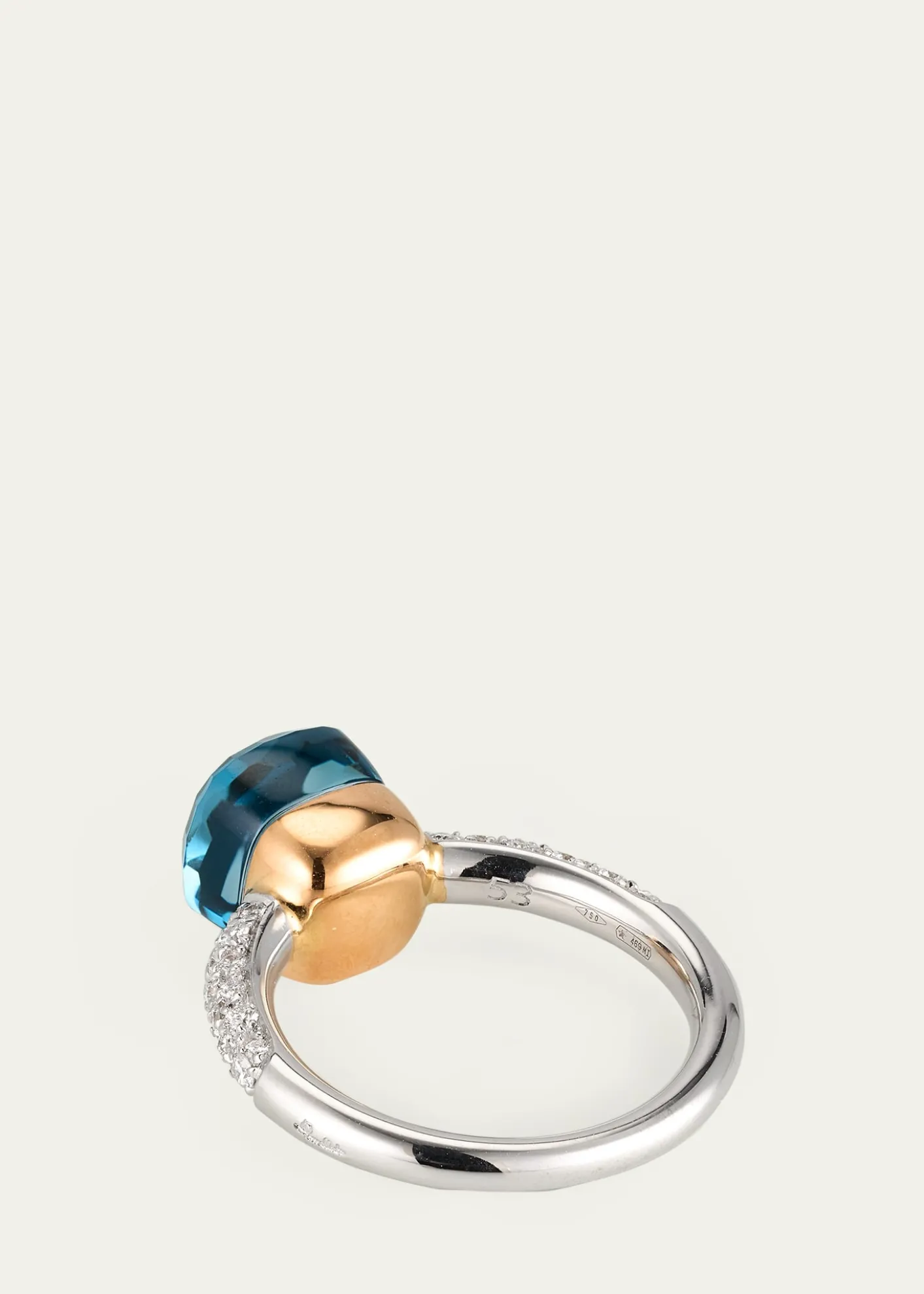 PomellatoNudo Petite 18K Gold Ring with London Blue Topaz and Diamonds