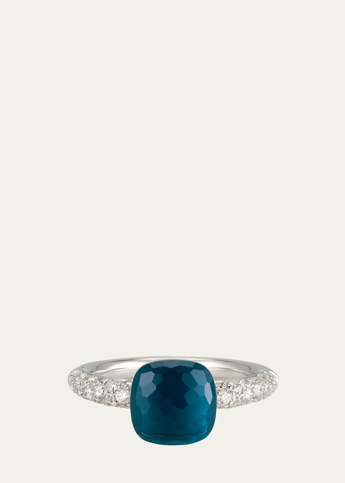 PomellatoNudo Petite 18K Gold Ring with London Blue Topaz and Diamonds