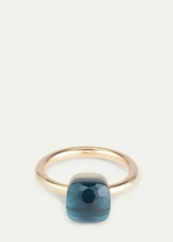 PomellatoNudo Petite 18k Rose Gold London Blue Topaz Ring