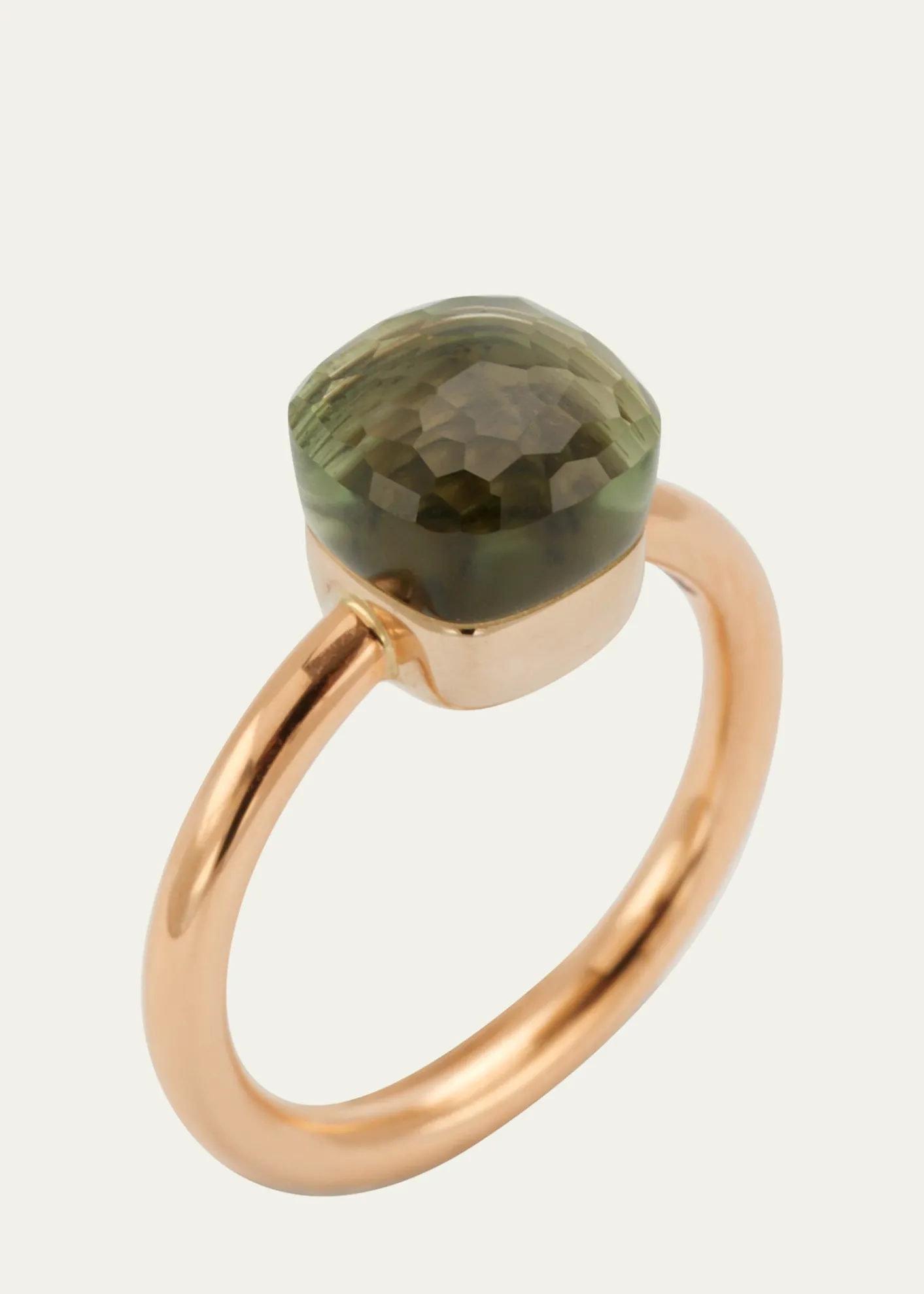 PomellatoNudo Petite Rose & White Gold Ring with Prasiolite