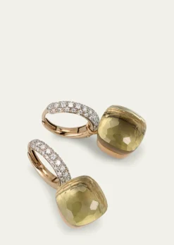 PomellatoNudo Prasiolite Drop Earrings with Diamonds
