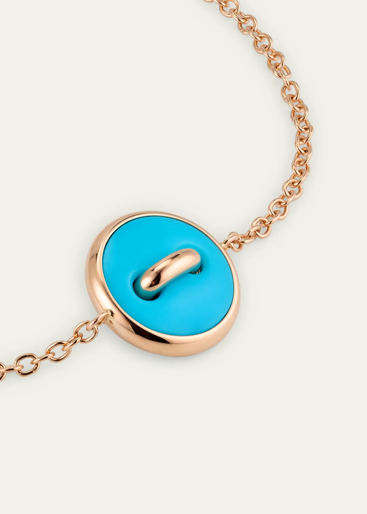 PomellatoPom Pom Dot 18K Rose Gold Diamond and Turquoise Chain Bracelet