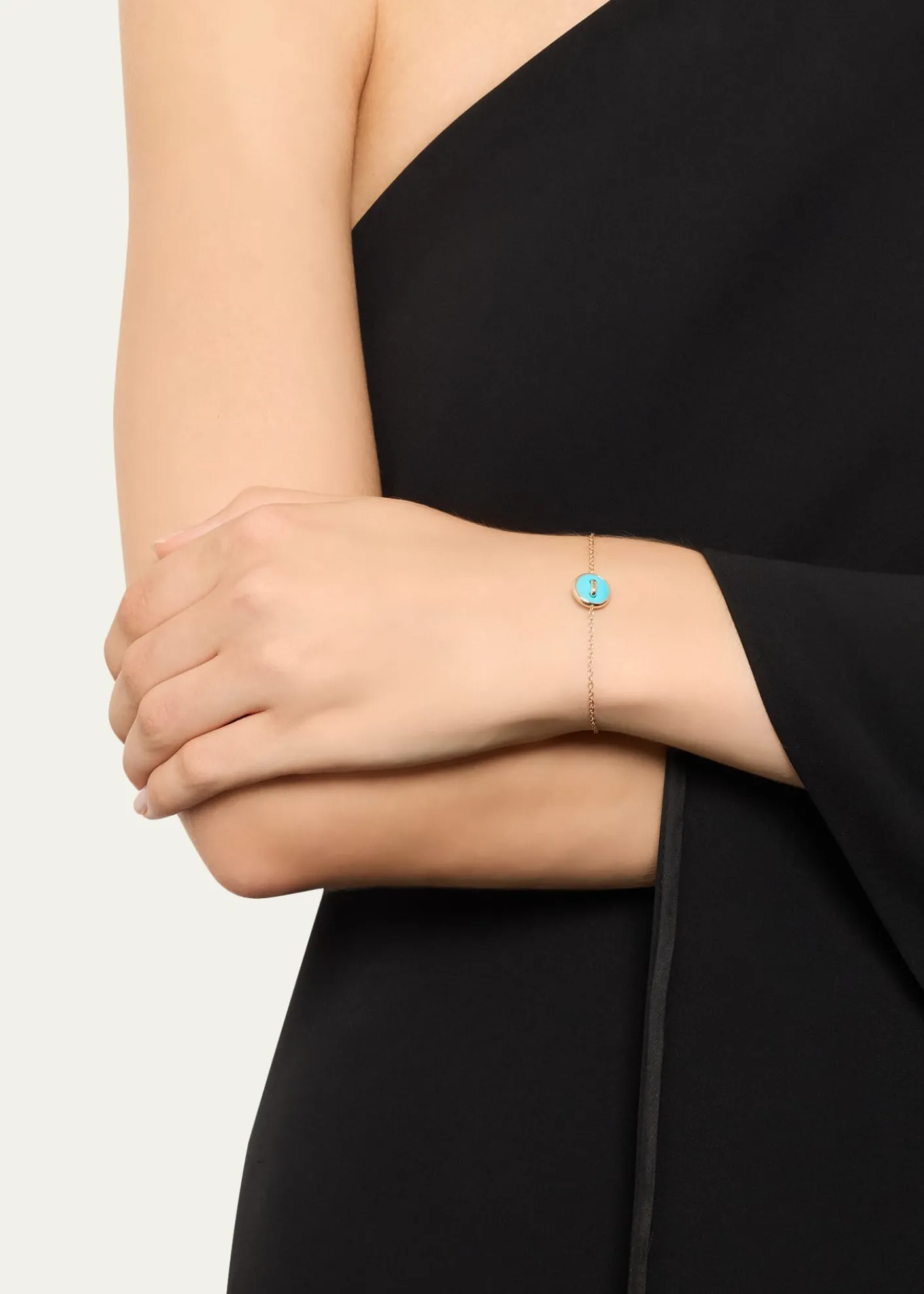 PomellatoPom Pom Dot 18K Rose Gold Diamond and Turquoise Chain Bracelet