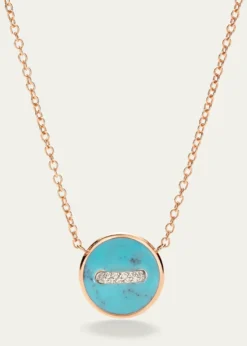 PomellatoPom Pom Dot 18K Rose Gold Diamond and Turquoise Pendant Necklace