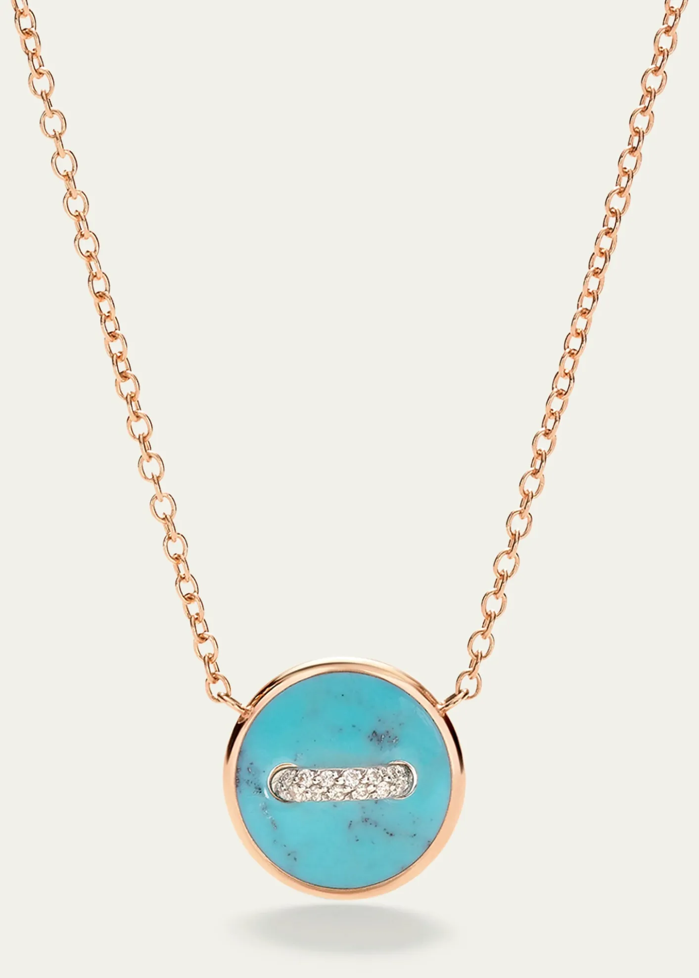PomellatoPom Pom Dot 18K Rose Gold Diamond and Turquoise Pendant Necklace