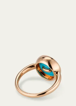PomellatoPom Pom Dot 18K Rose Gold Diamond and Turquoise Flip Ring