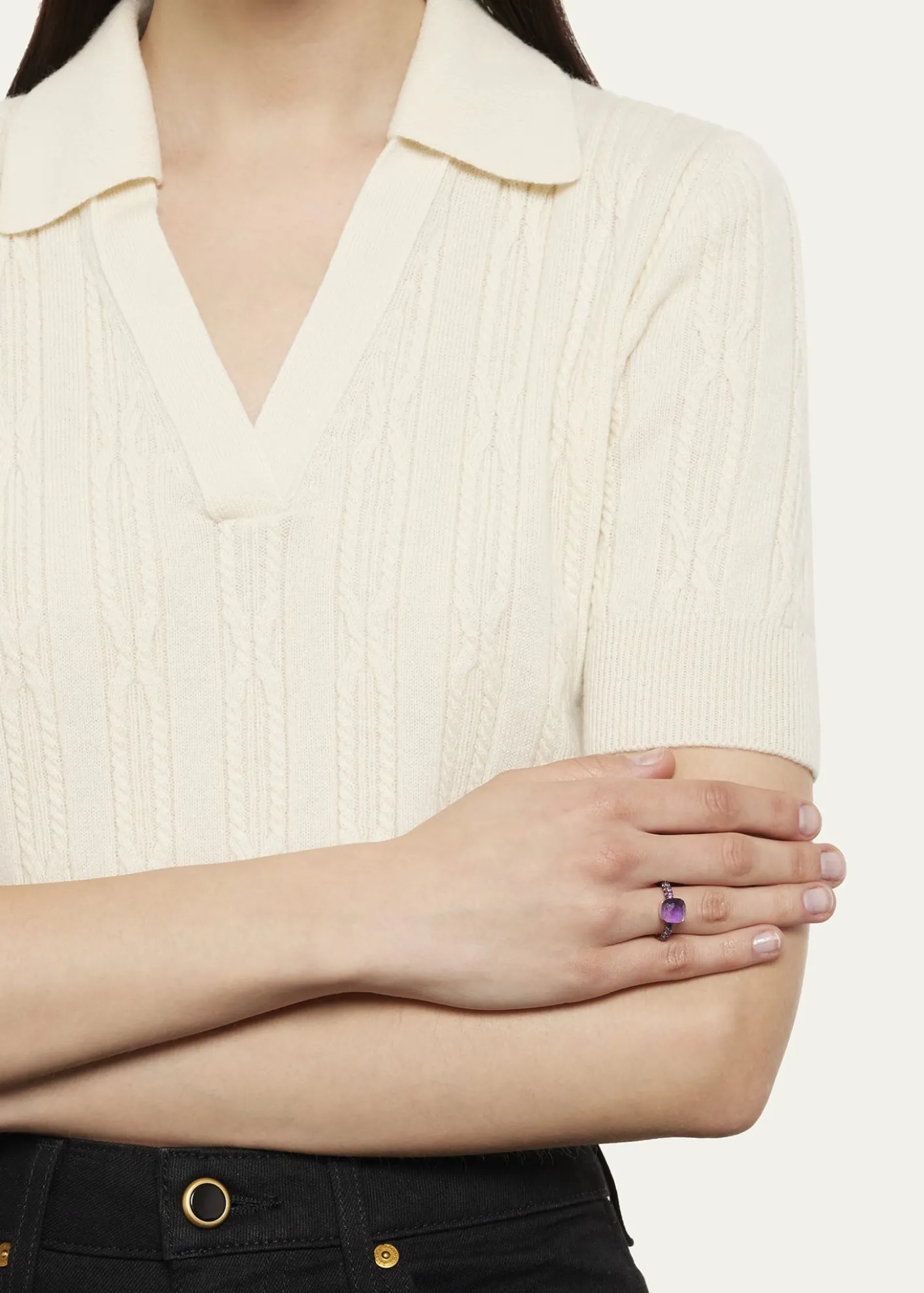 PomellatoRose Gold Nudo Petite Ring with Amethyst and Jade