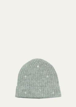 PortolanoCrystal Flower Embellished Beanie Hat