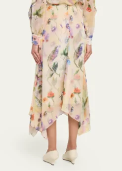Prabal GurungFloral-Print Handkerchief Hem Skirt