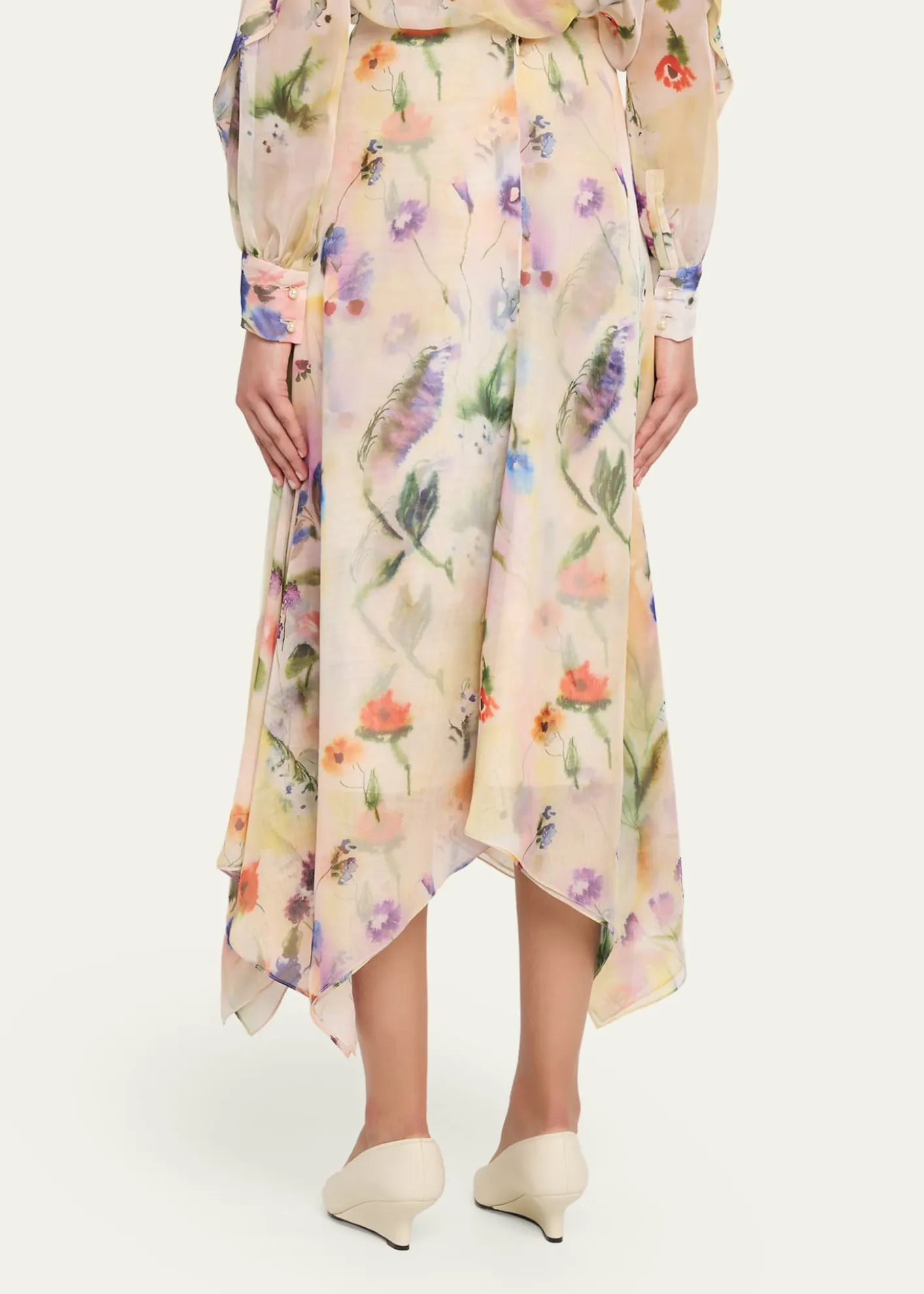 Prabal GurungFloral-Print Handkerchief Hem Skirt