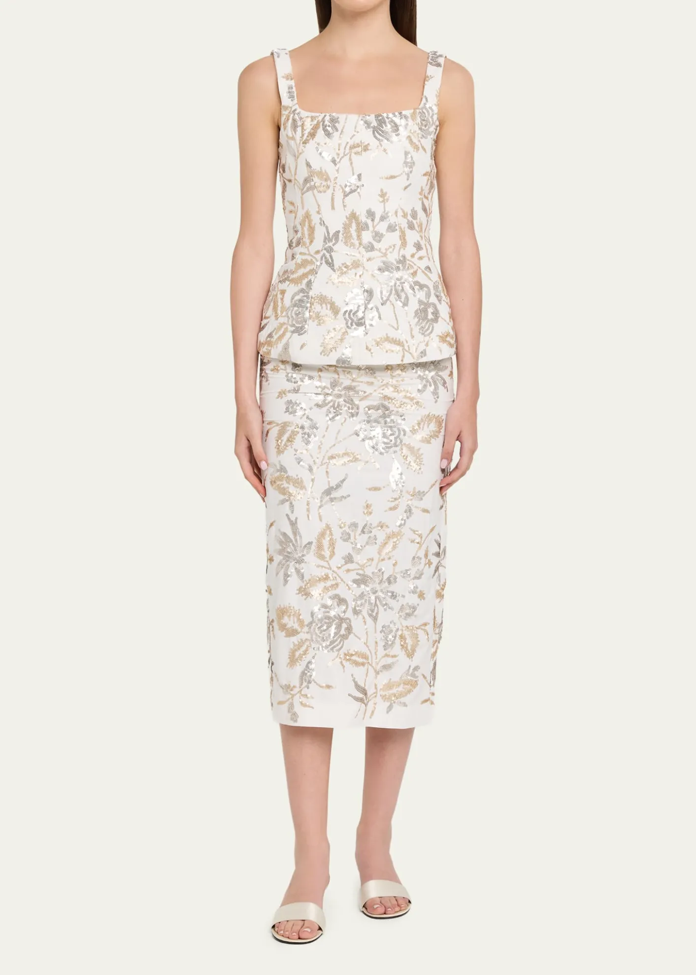 Prabal GurungFloral Sequined Midi Pencil Skirt