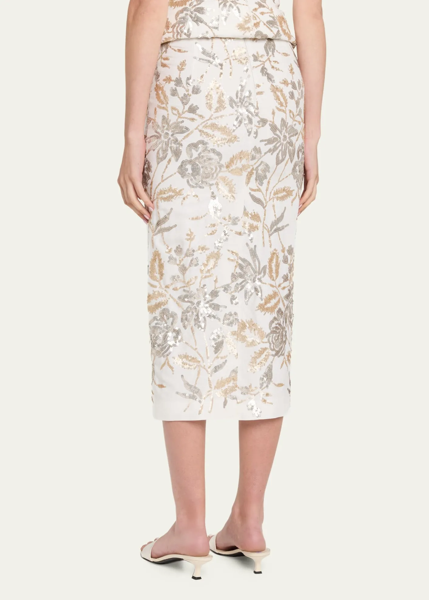 Prabal GurungFloral Sequined Midi Pencil Skirt