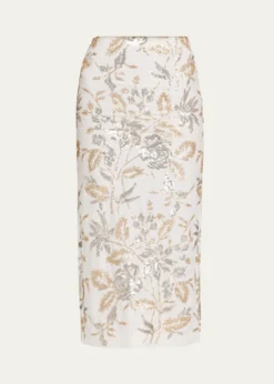 Prabal GurungFloral Sequined Midi Pencil Skirt