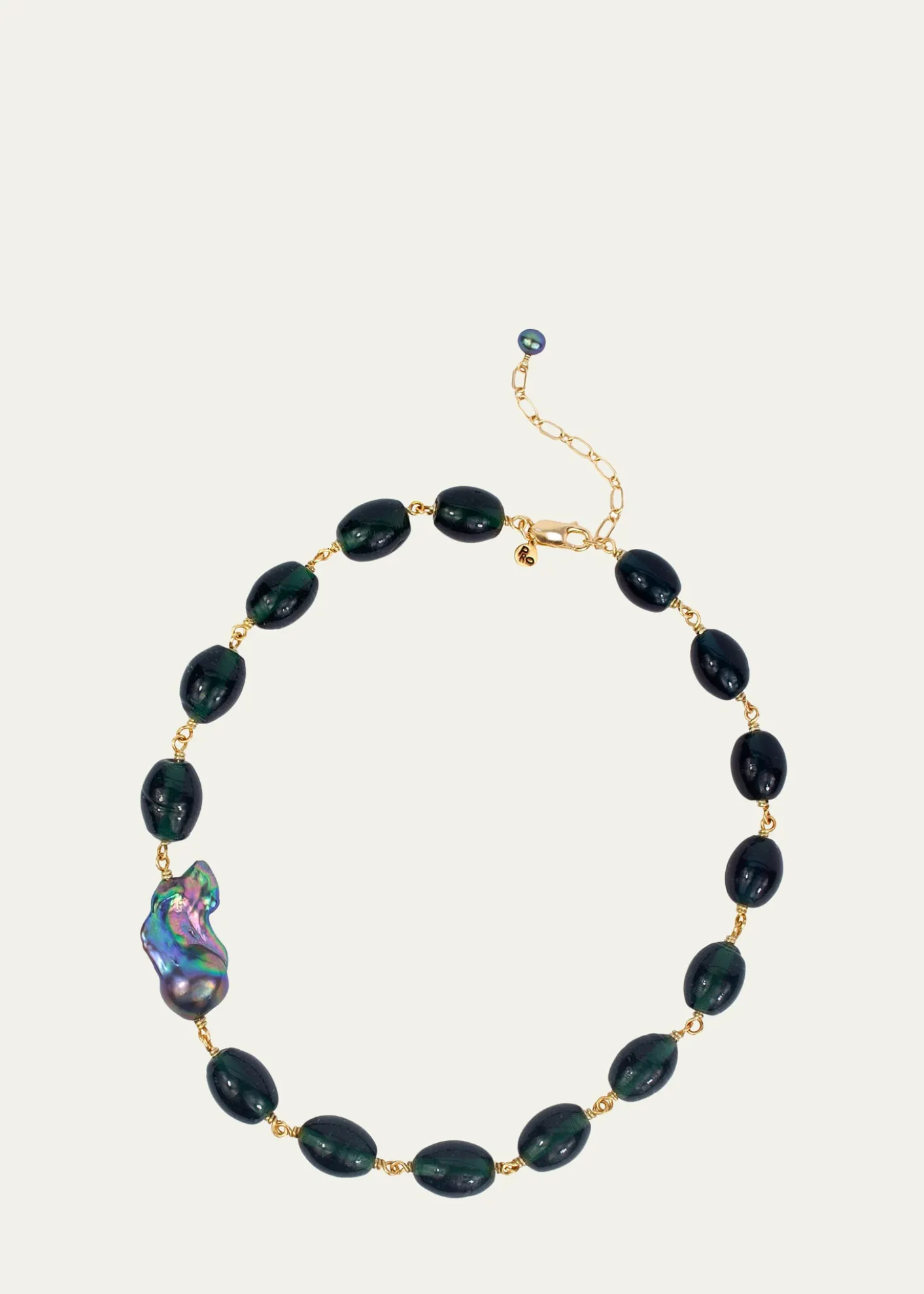 Presley OldhamDusk Necklace with Baroque Pearls and Indian Glass