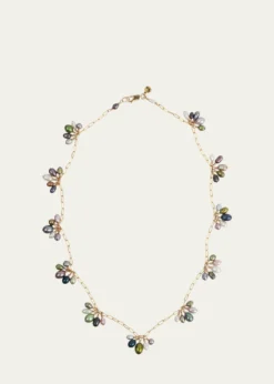 Presley OldhamFringe Necklace with Multicolor Pearls, 17"L