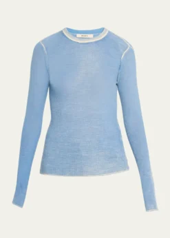 6397Printed Long-Sleeve Crewneck Top
