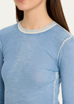 6397Printed Long-Sleeve Crewneck Top