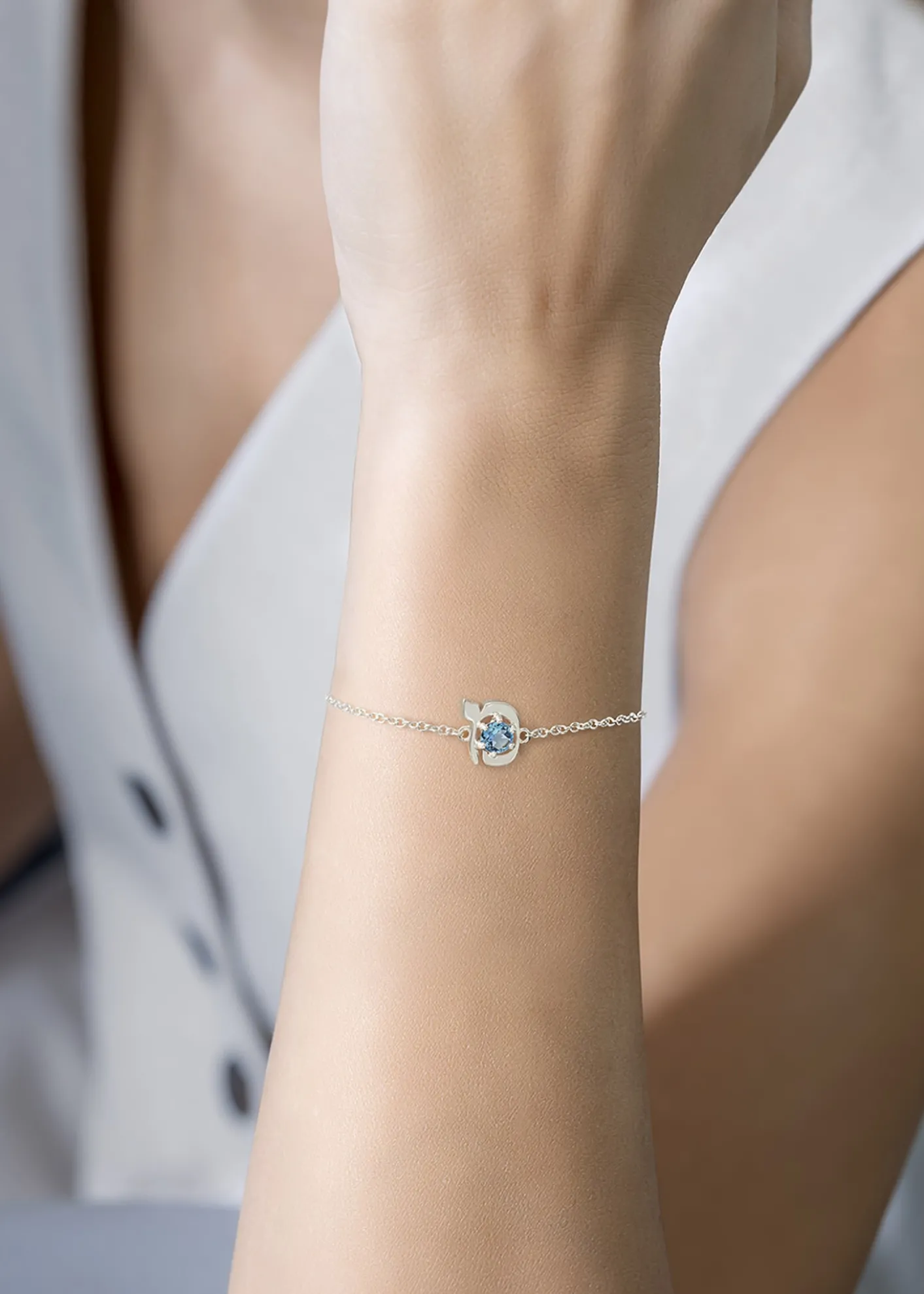 Procaccia Jewelry18K Gold Hebrew MEM Initial Bracelet