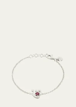 Procaccia Jewelry18K Gold Hebrew SHIN Ruby Initial Bracelet, 6.7"L