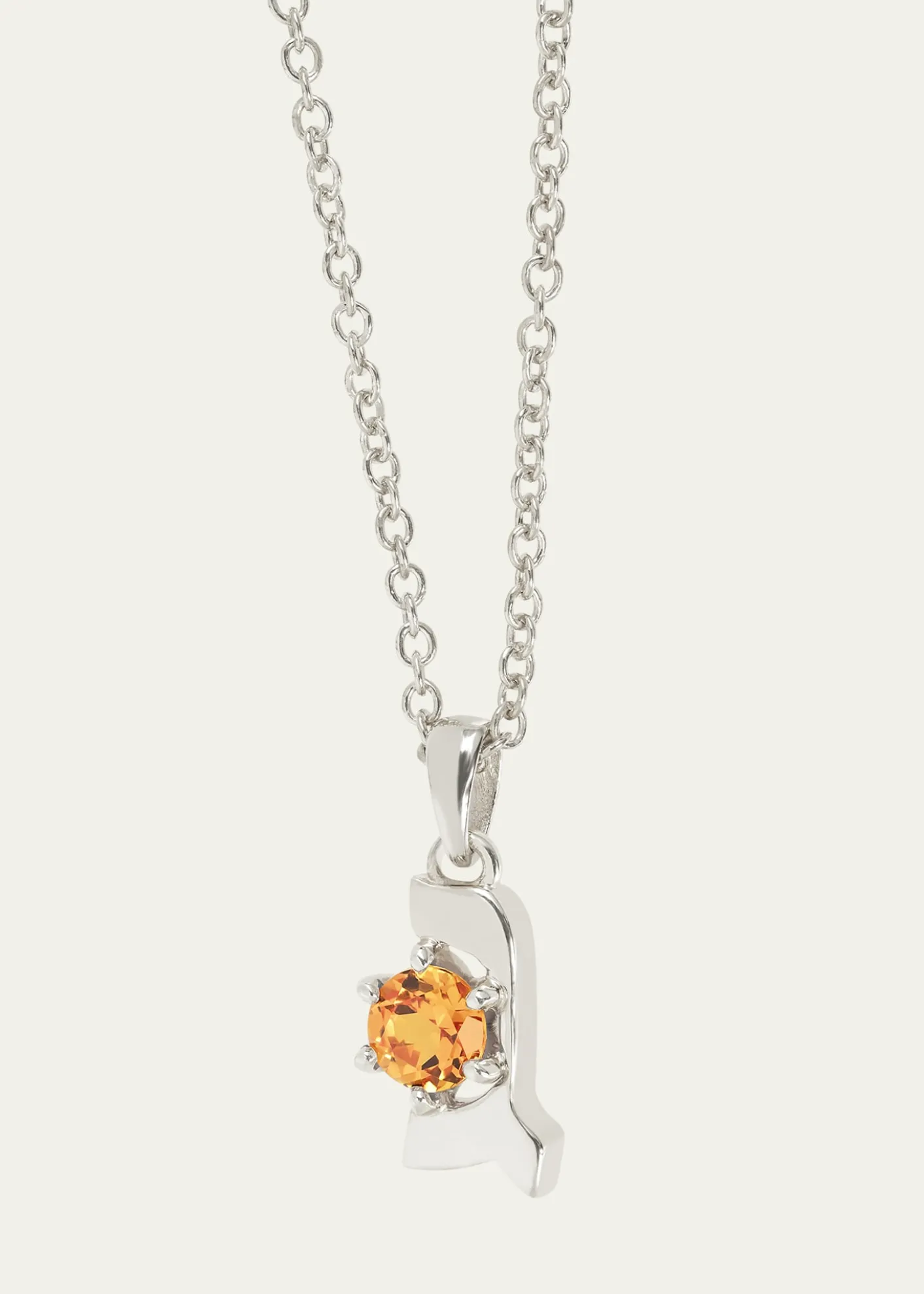 Procaccia Jewelry18K Gold Hebrew GIMEL Mandarin Garnet Initial Necklace, 18"L