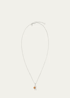 Procaccia Jewelry18K Gold Hebrew GIMEL Mandarin Garnet Initial Necklace, 18