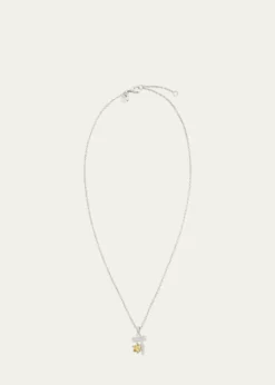 Procaccia Jewelry18K Gold Hebrew DALET Yellow Sapphire Initial Necklace, 18