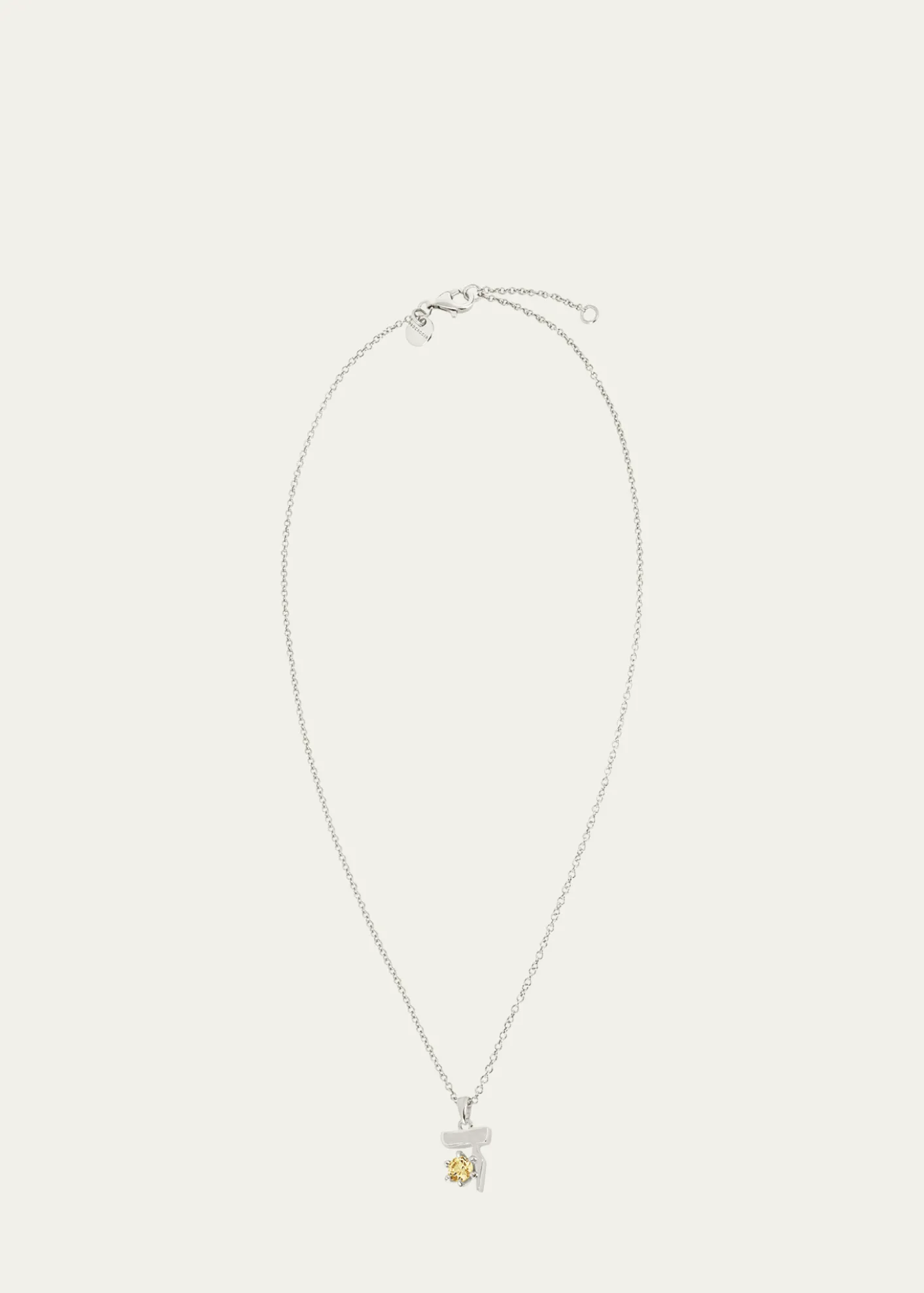 Procaccia Jewelry18K Gold Hebrew DALET Yellow Sapphire Initial Necklace, 18"L