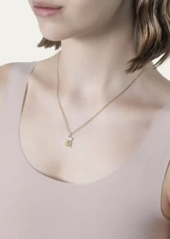 Procaccia Jewelry18K Gold Hebrew DALET Yellow Sapphire Initial Necklace, 18