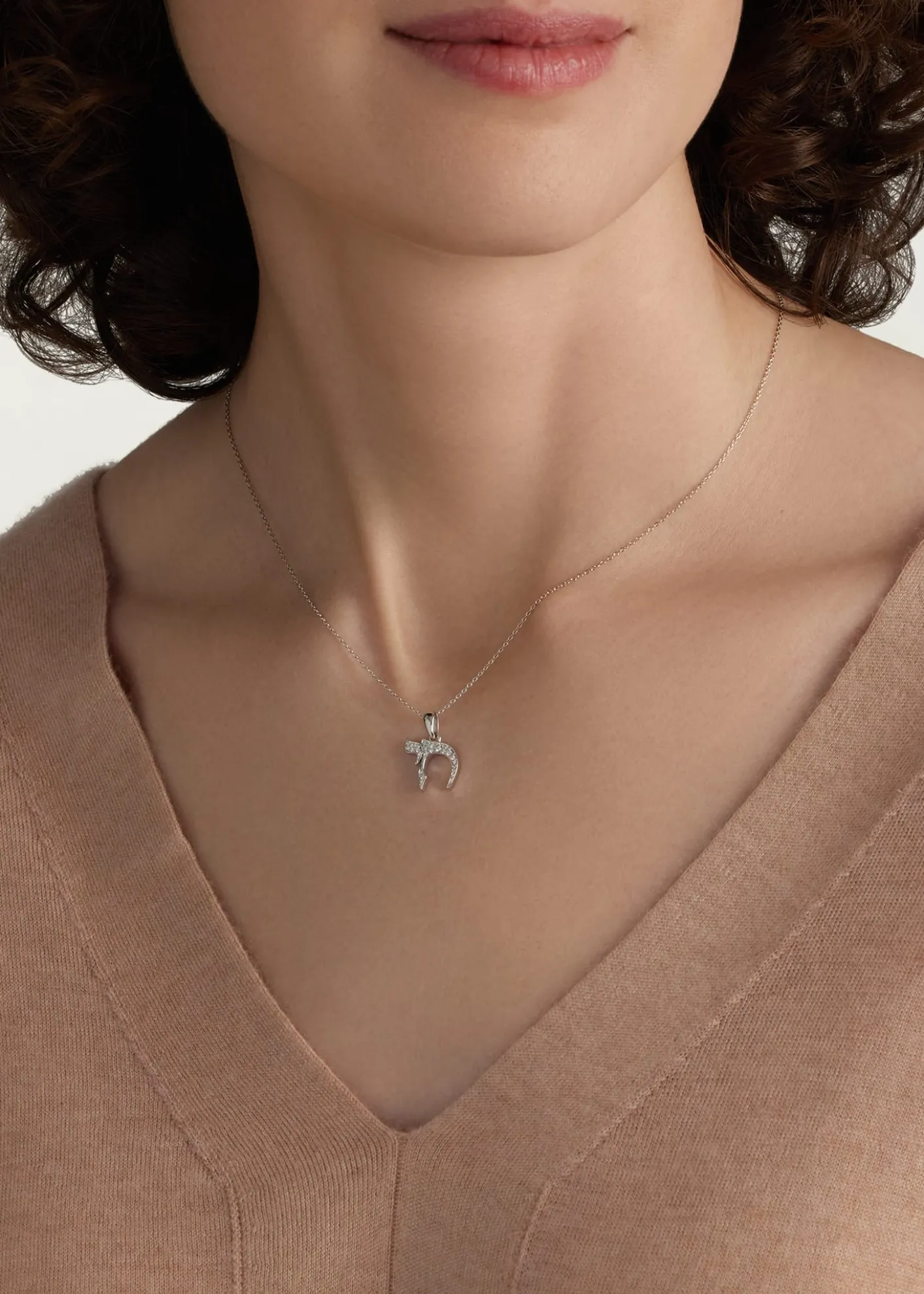 Procaccia Jewelry18K Gold Large Chai Pave Diamond Necklace