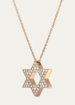 Procaccia Jewelry18K Rose Gold Large Star of David Pave Diamond Necklace