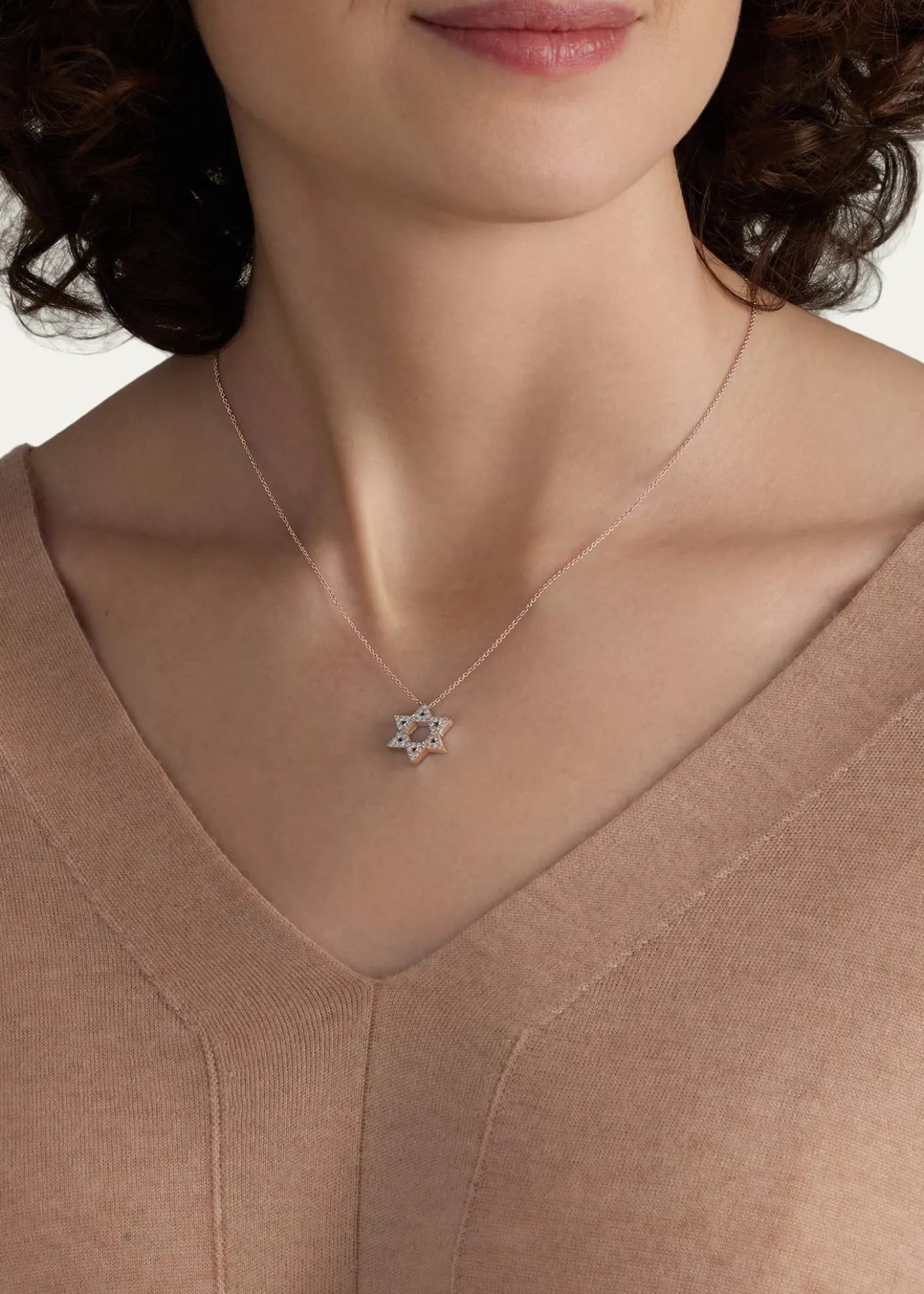 Procaccia Jewelry18K Rose Gold Large Star of David Pave Diamond Necklace