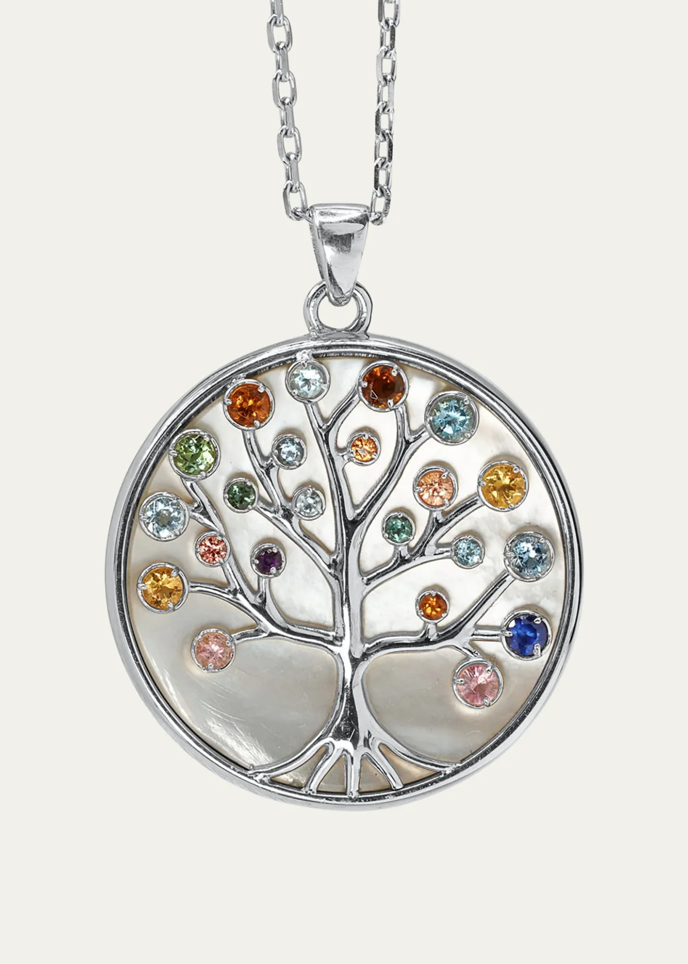 Procaccia Jewelry18K White Gold Tree of Life Medallion Necklace
