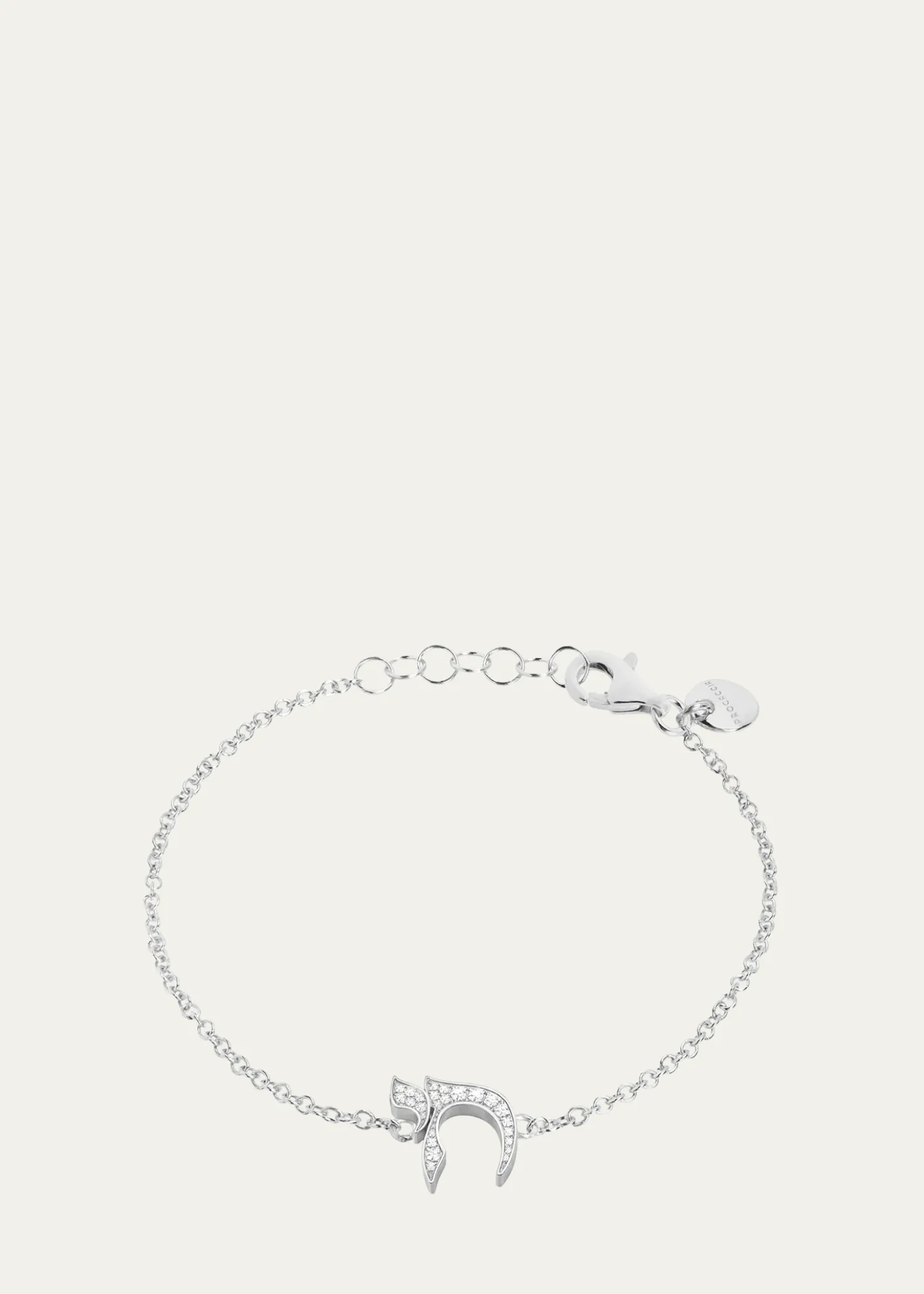 Procaccia Jewelry18K White Gold Diamond Pave Chai Bracelet