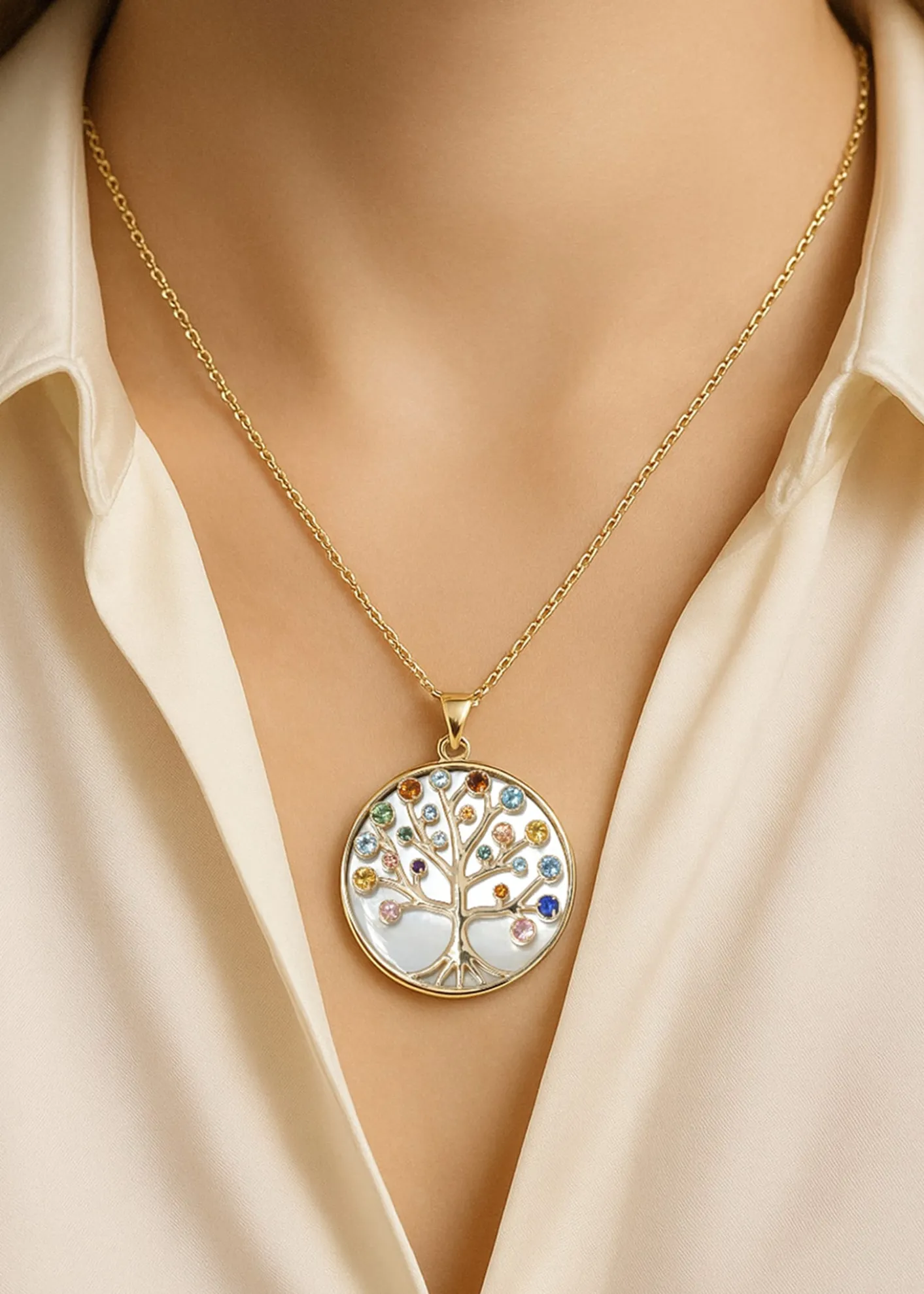 Procaccia Jewelry18K Yellow Gold Tree of Life Medallion Necklace
