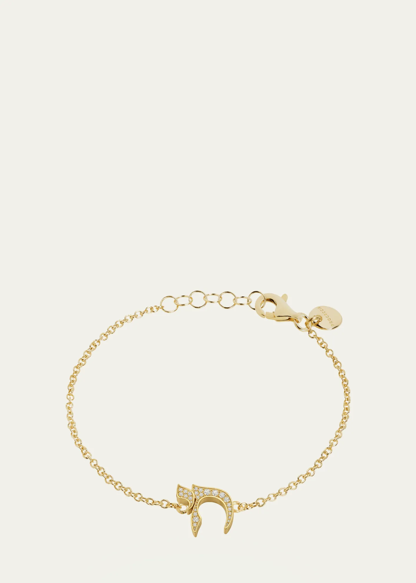 Procaccia Jewelry18K Yellow Gold Diamond Pave Chai Bracelet